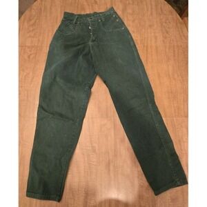 Vintage 80s Zena Green Sz 3 Denim Mom Jeans Green High Rise 26 X 29.5 Buttonfly